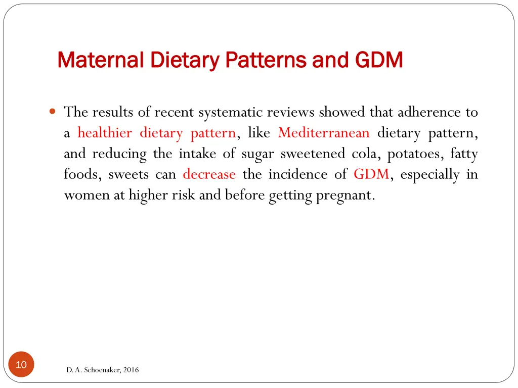 maternal dietary patterns and gdm maternal