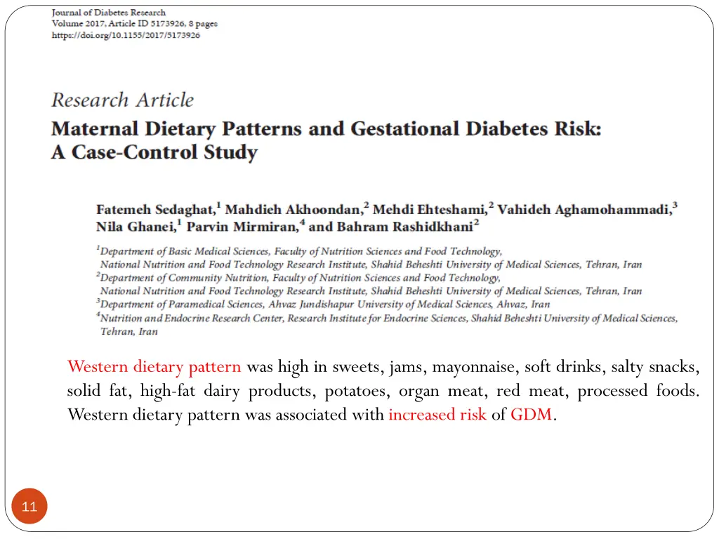 western dietary pattern was high in sweets jams