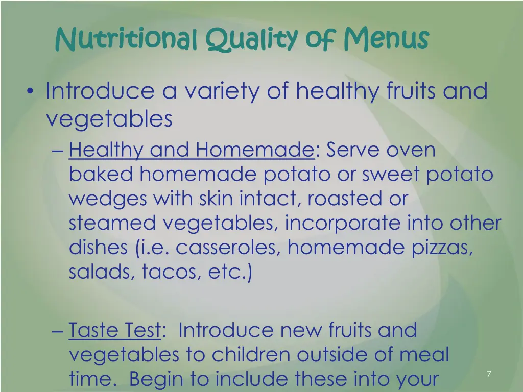 nutritional quality of menus 2