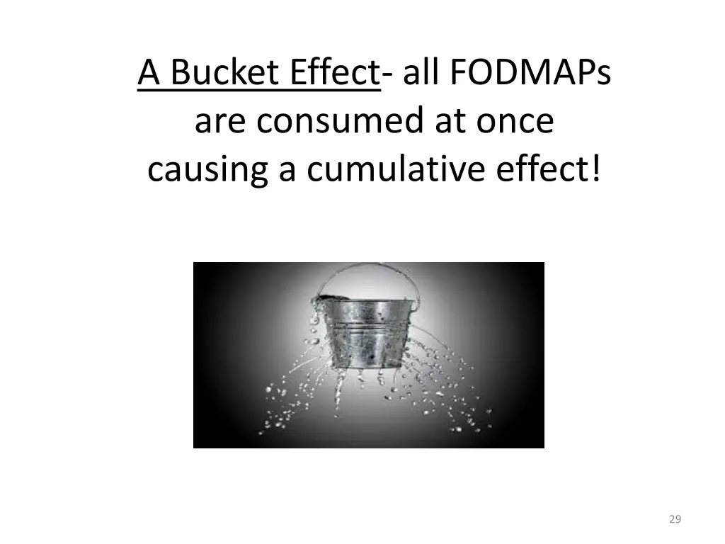 a bucket effect all fodmaps are consumed at once