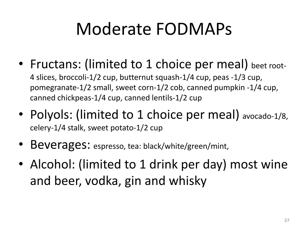 moderate fodmaps