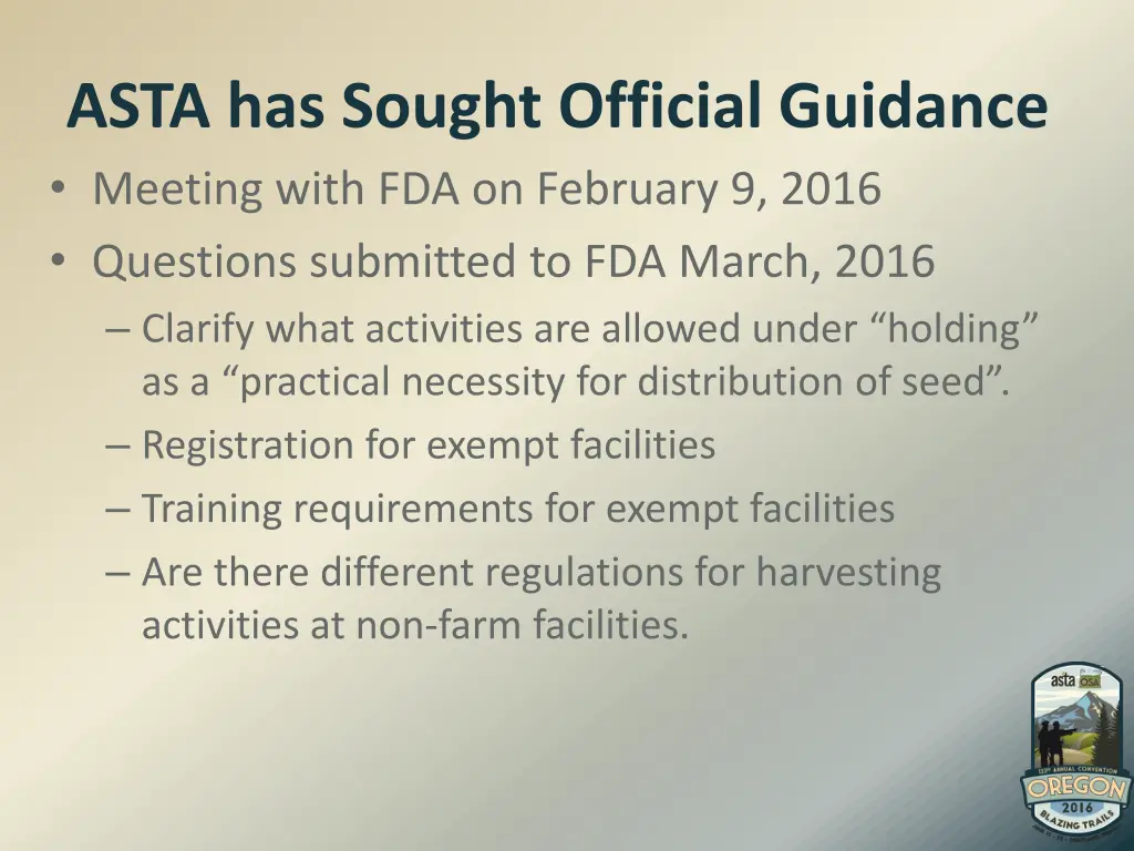 asta has sought official guidance