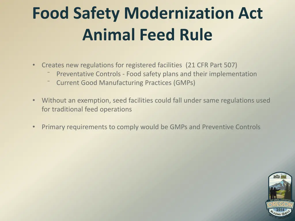 food safety modernization act animal feed rule