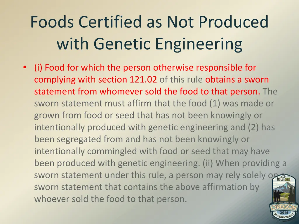 foods certified as not produced with genetic