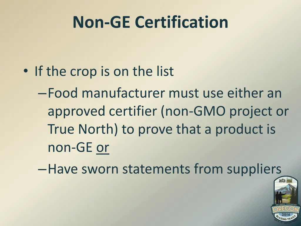 non ge certification