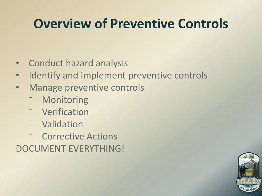 overview of preventive controls