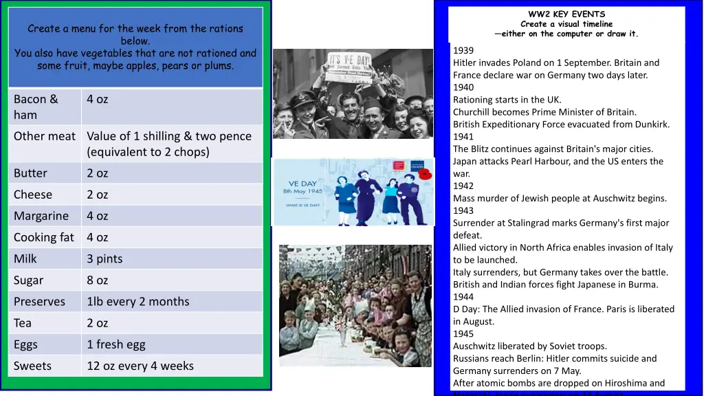 ww2 key events create a visual timeline either