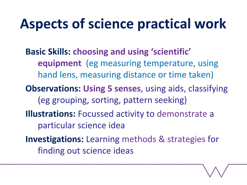 aspects of science practical work