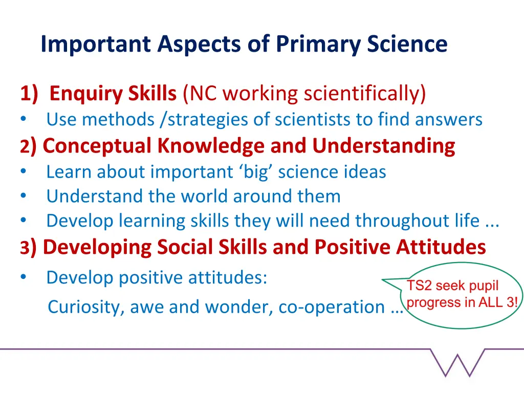 important aspects of primary science