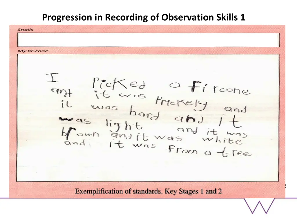 progression in recording of observation skills 1