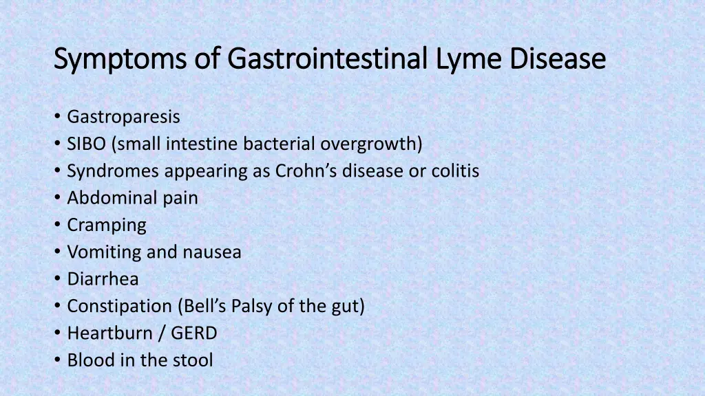 symptoms of gastrointestinal lyme disease