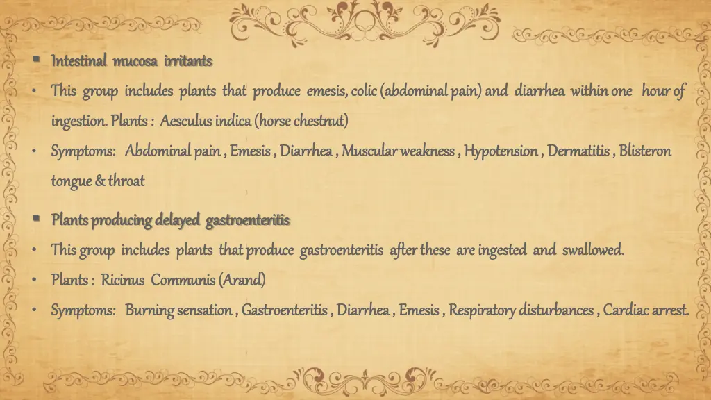 intestinal mucosa irritants intestinal mucosa