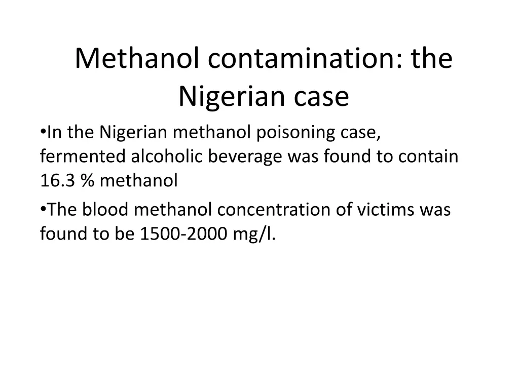 methanol contamination the nigerian case