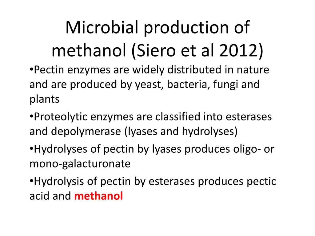 microbial production of methanol siero et al 2012