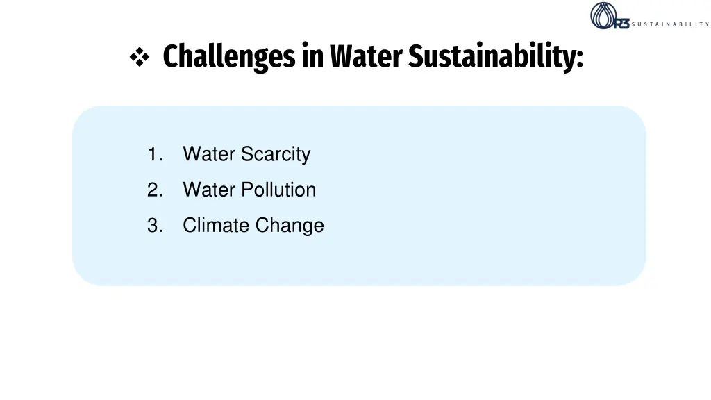 challenges in water sustainability