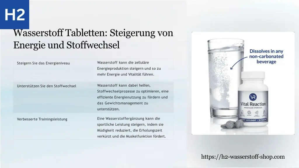 wasserstoff tabletten steigerung von energie