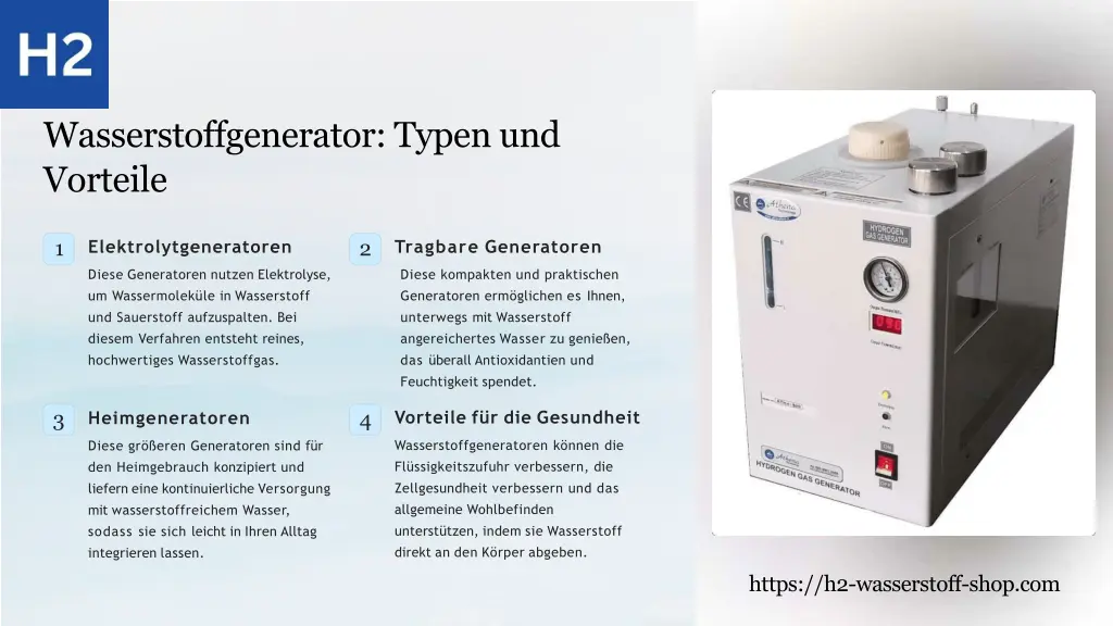 wasserstoffgenerator typen und vorteile