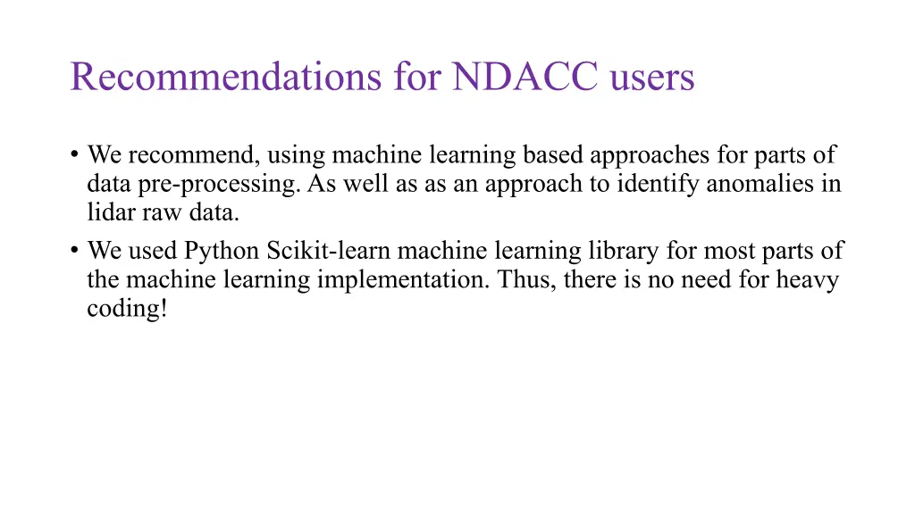 recommendations for ndacc users