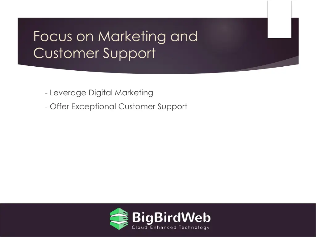 focus on marketing and customer support