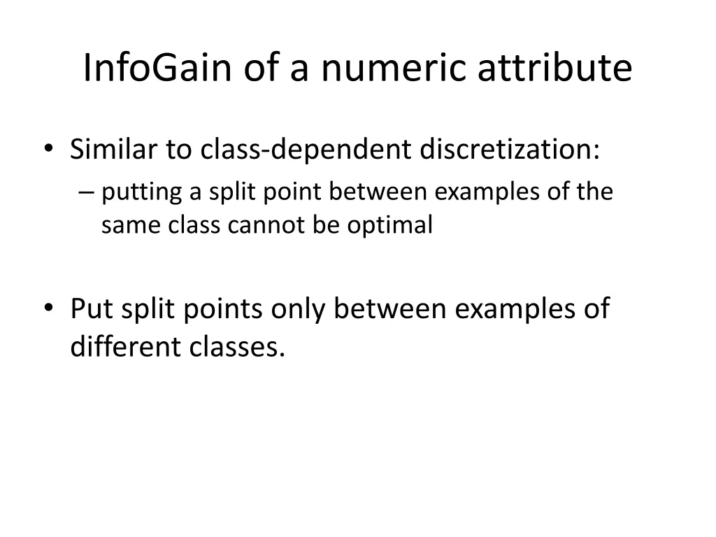 infogain of a numeric attribute