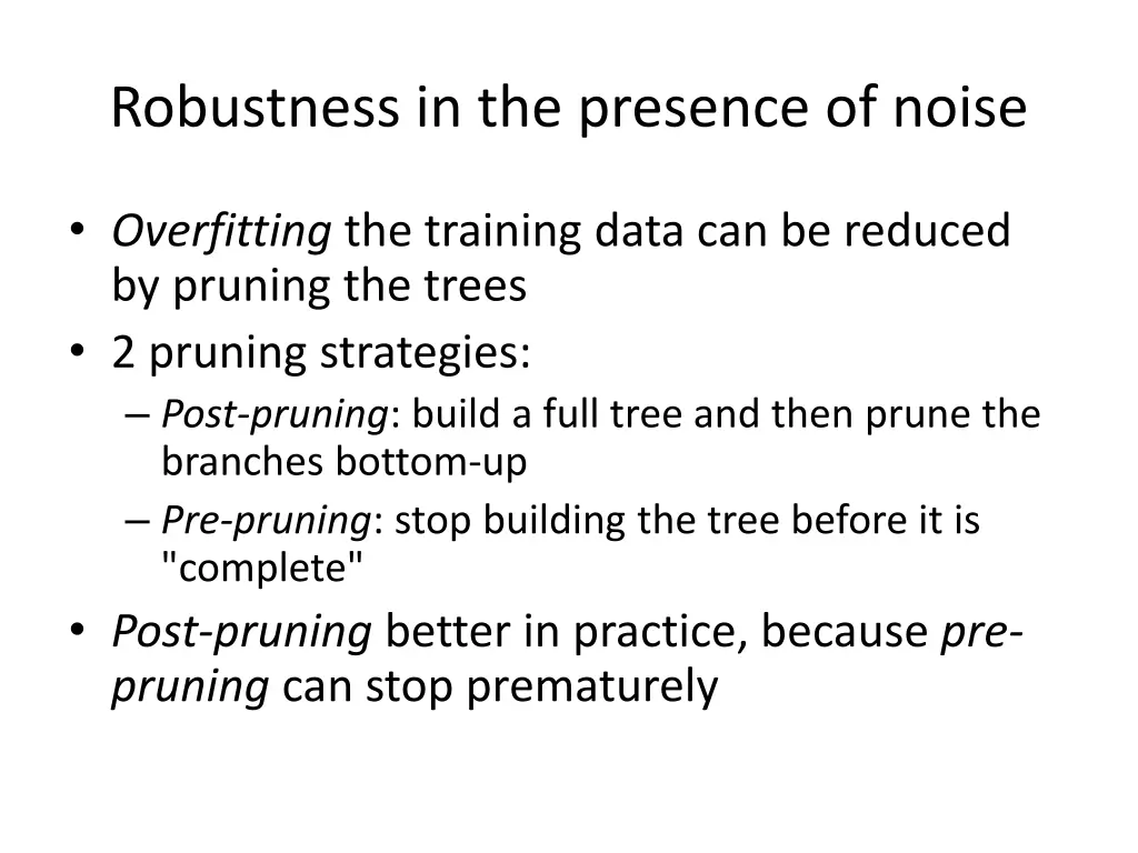 robustness in the presence of noise