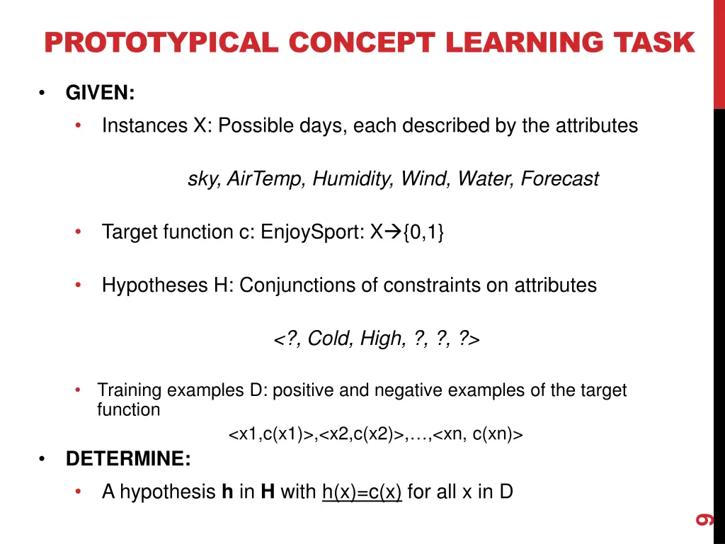 prototypical concept learning task