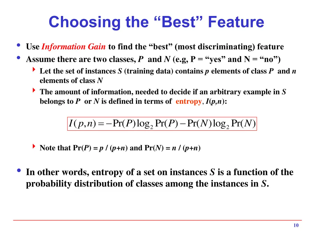 choosing the best feature