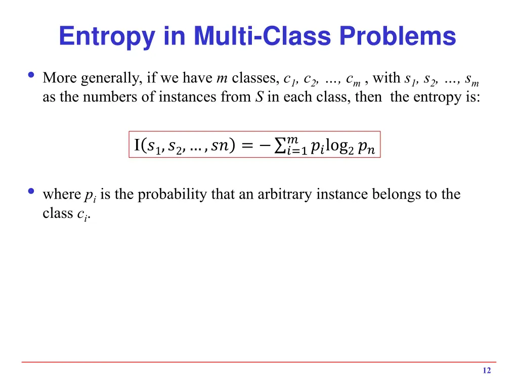 entropy in multi class problems