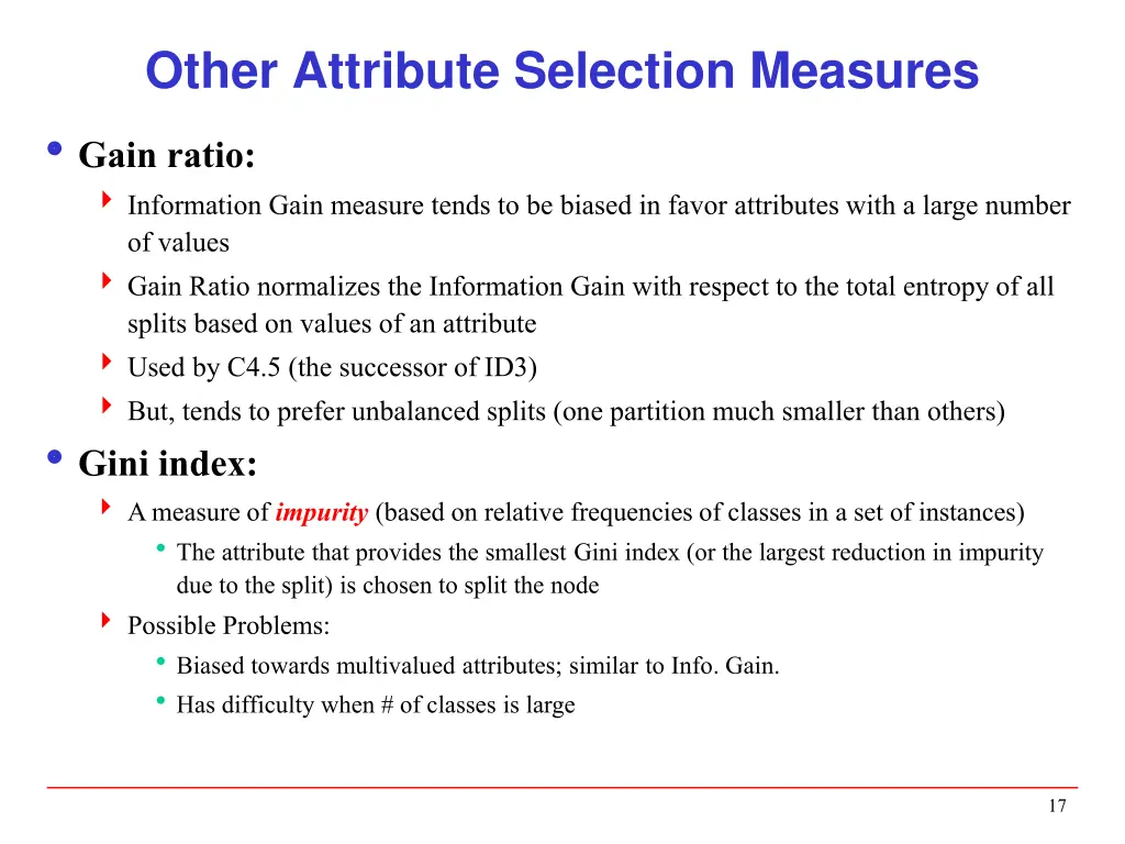 other attribute selection measures