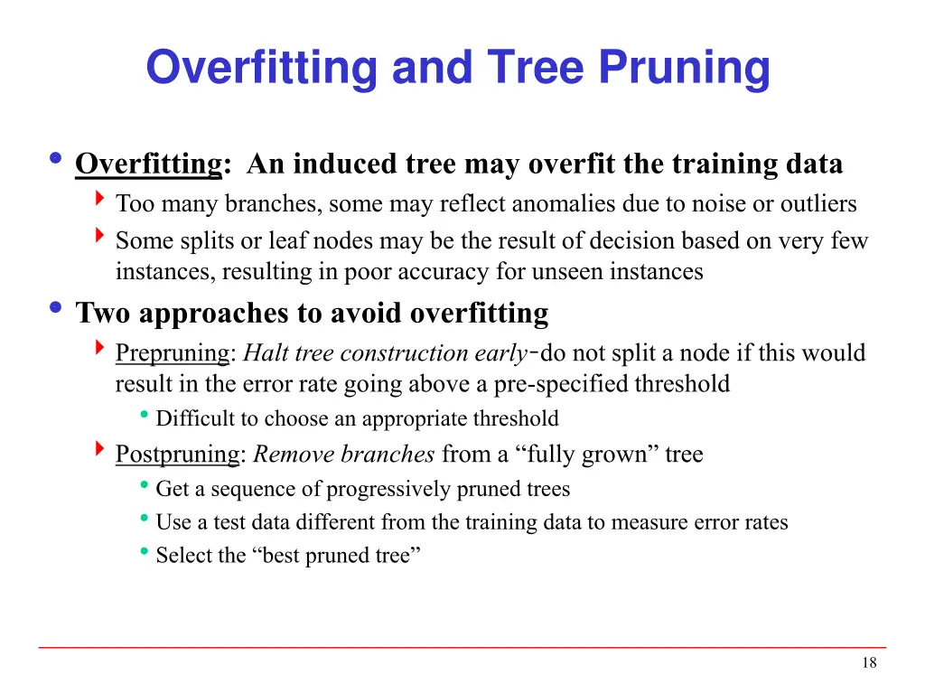 overfitting and tree pruning