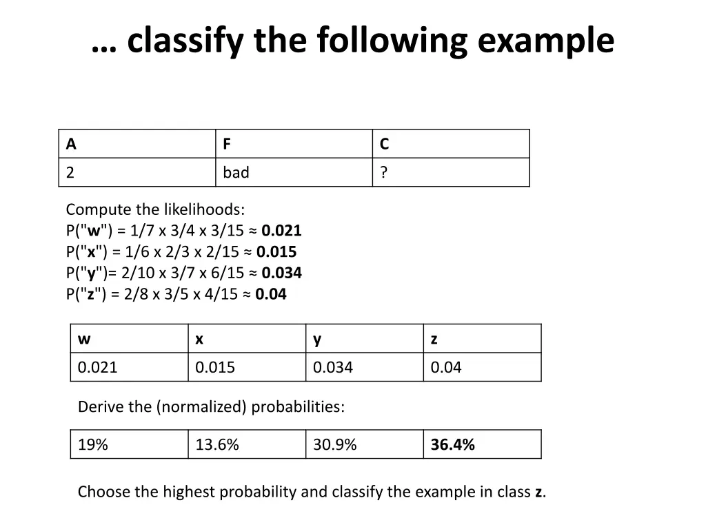 classify the following example