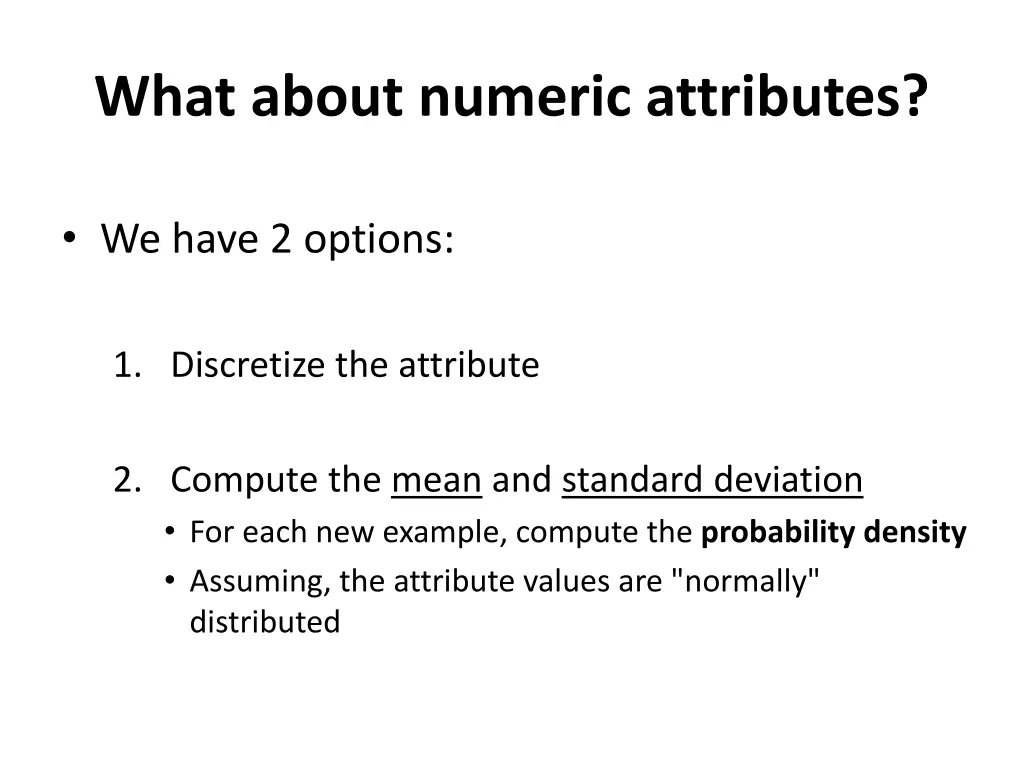 what about numeric attributes