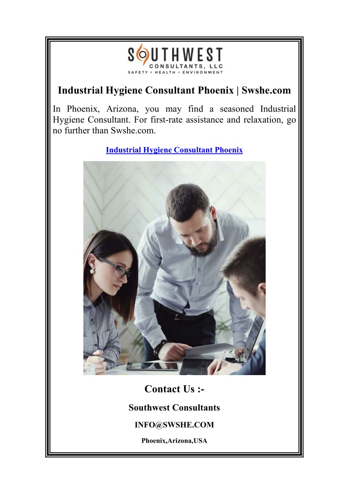 industrial hygiene consultant phoenix swshe com