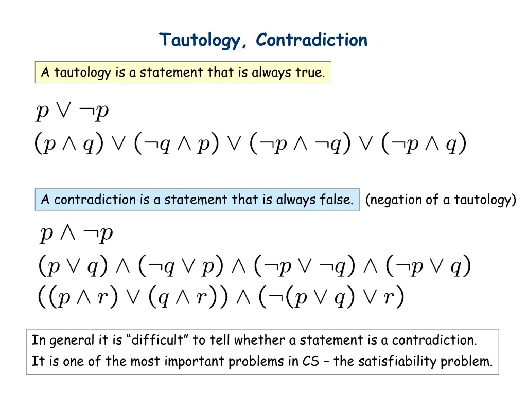 tautology contradiction