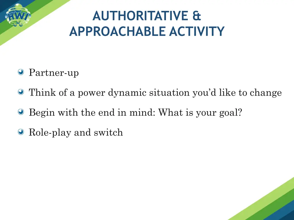 authoritative approachable activity