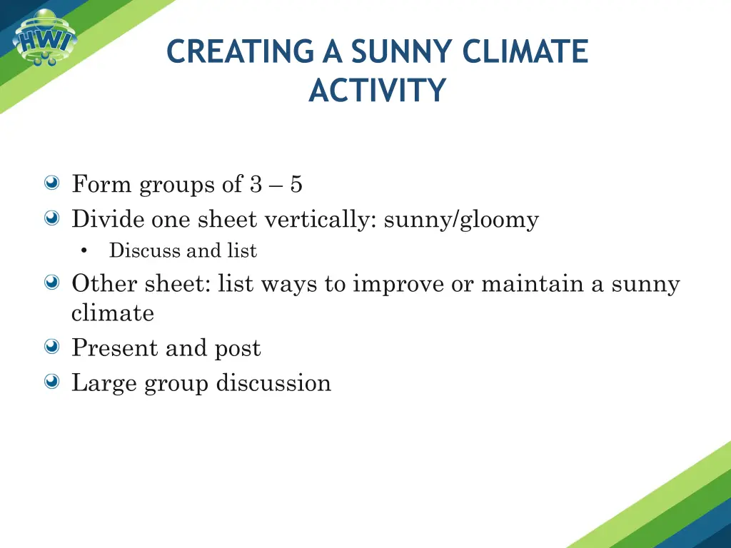 creating a sunny climate activity