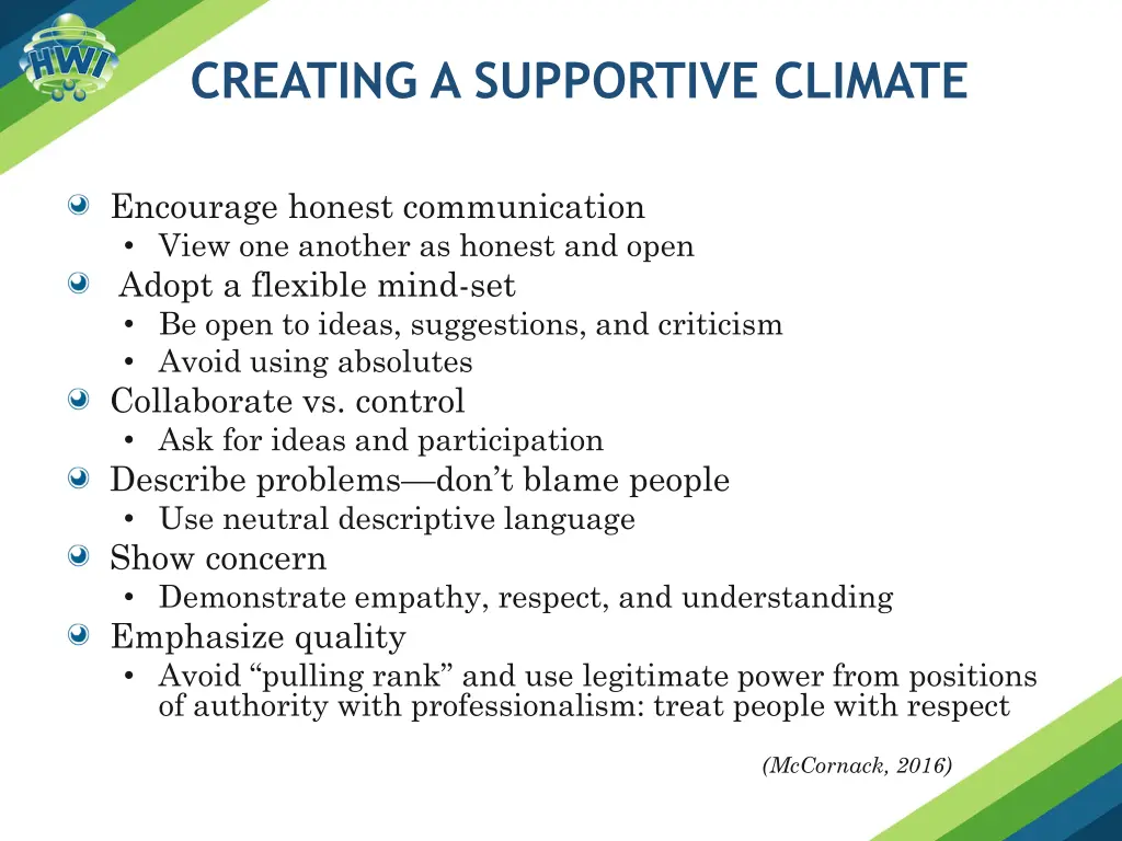 creating a supportive climate