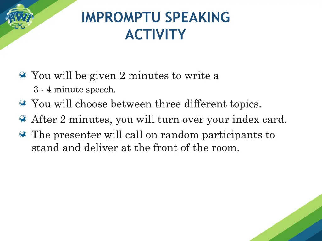 impromptu speaking activity