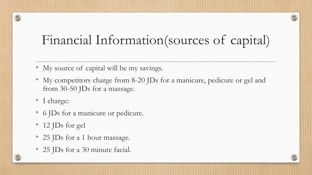 financial information sources of capital