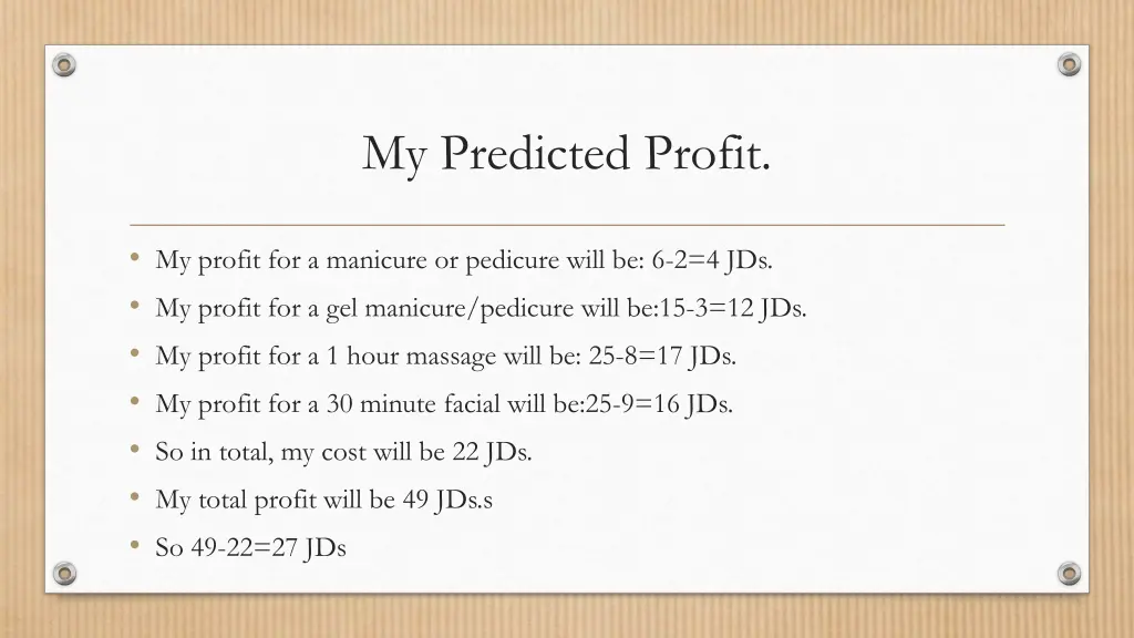 my predicted profit