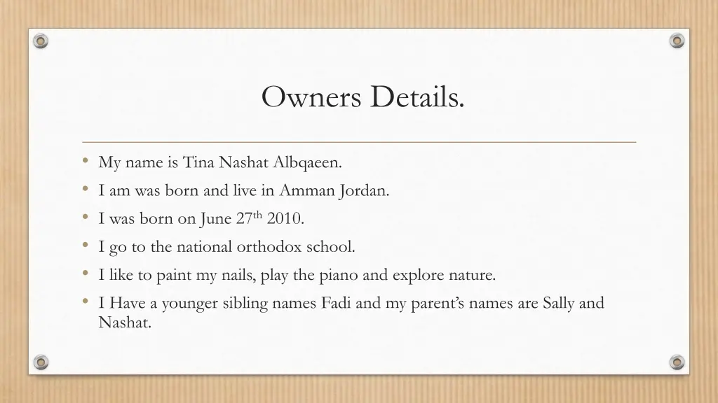 owners details