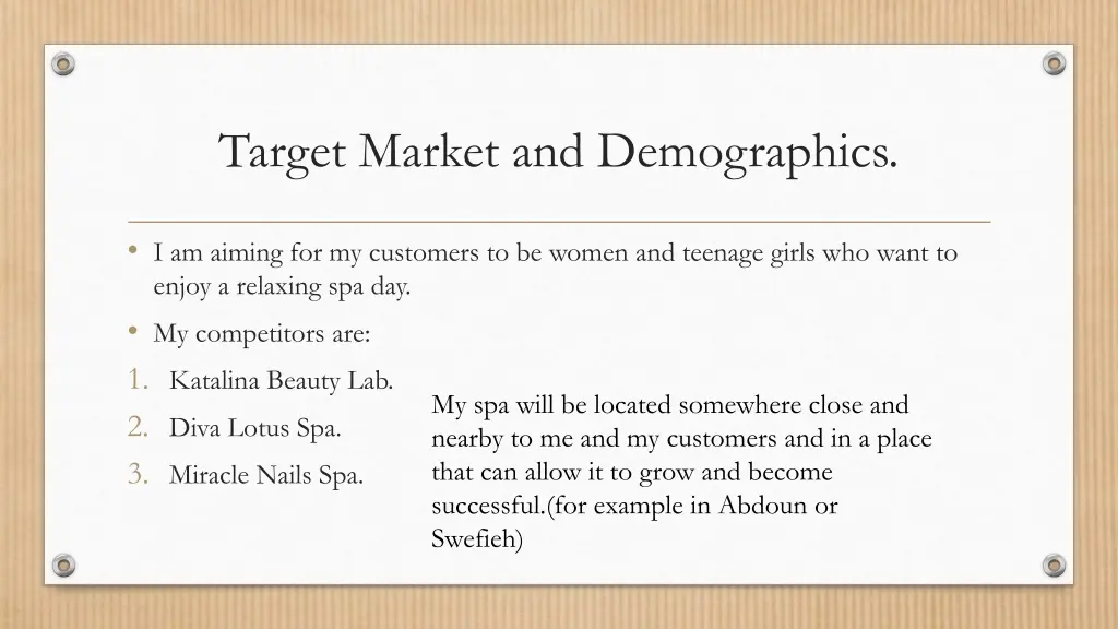 target market and demographics