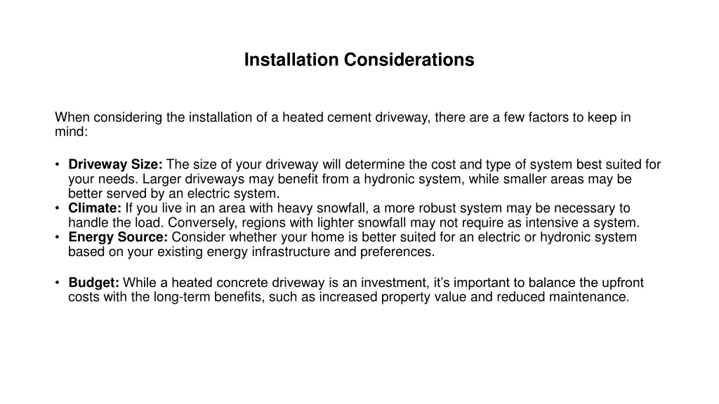 installation considerations