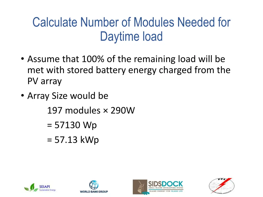 calculate number of modules needed for daytime