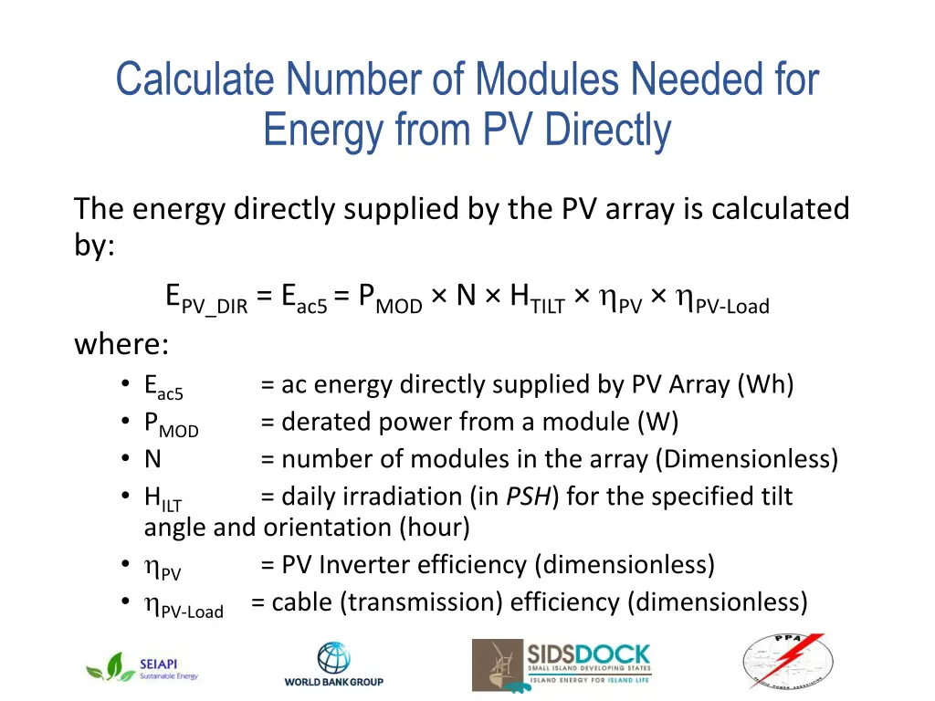 calculate number of modules needed for energy 1