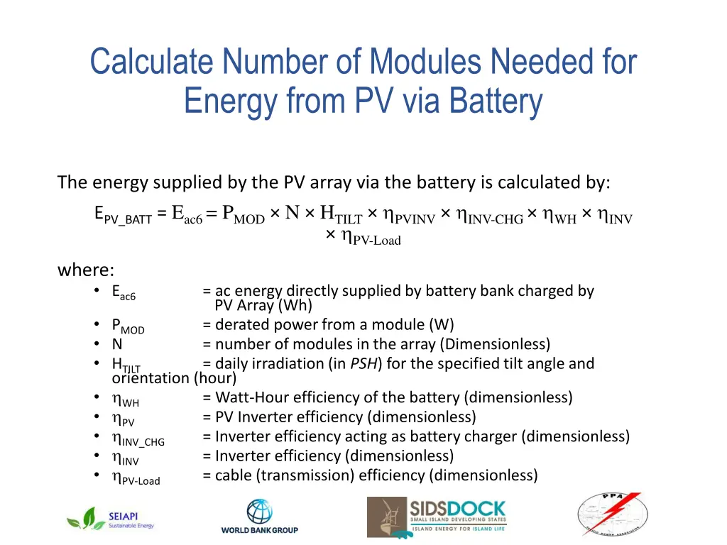 calculate number of modules needed for energy 6