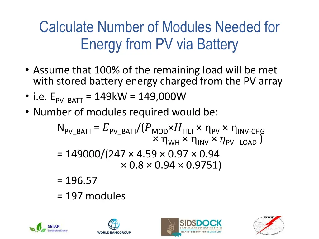 calculate number of modules needed for energy 8