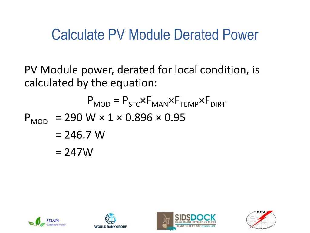 calculate pv module derated power 1