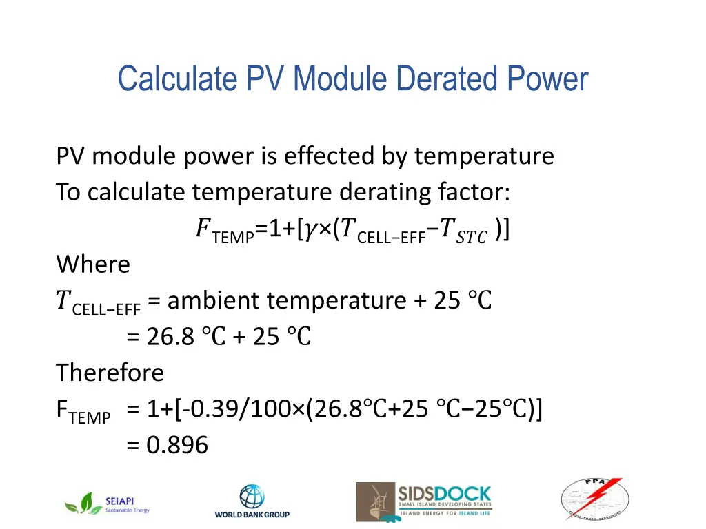 calculate pv module derated power