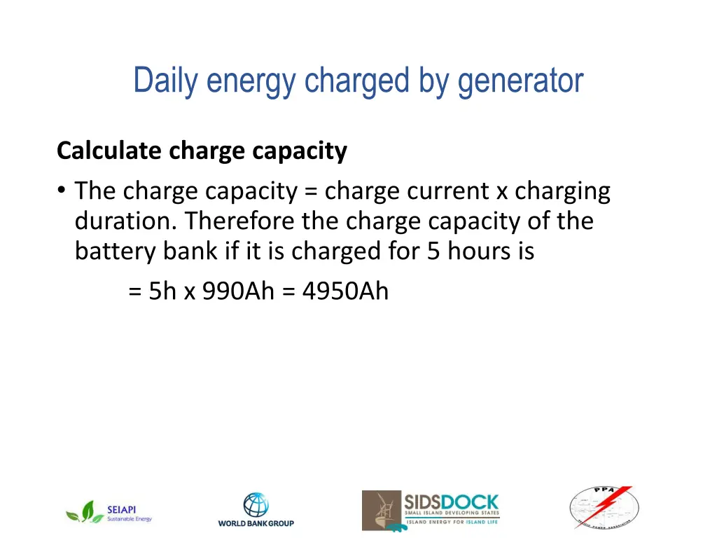 daily energy charged by generator 1